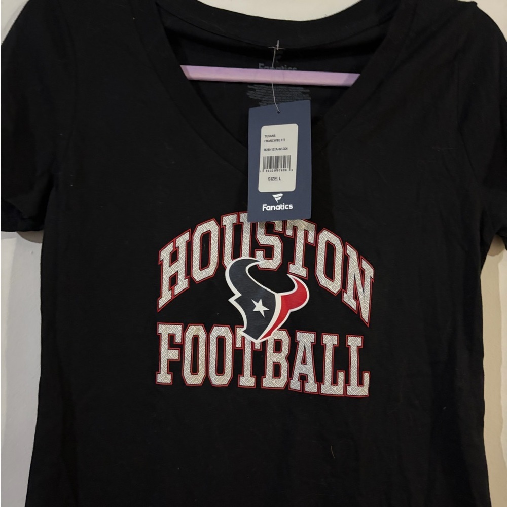 NWT Fanatics Black Houston Football Women's V-Neck Tee - Picture 3 of 3